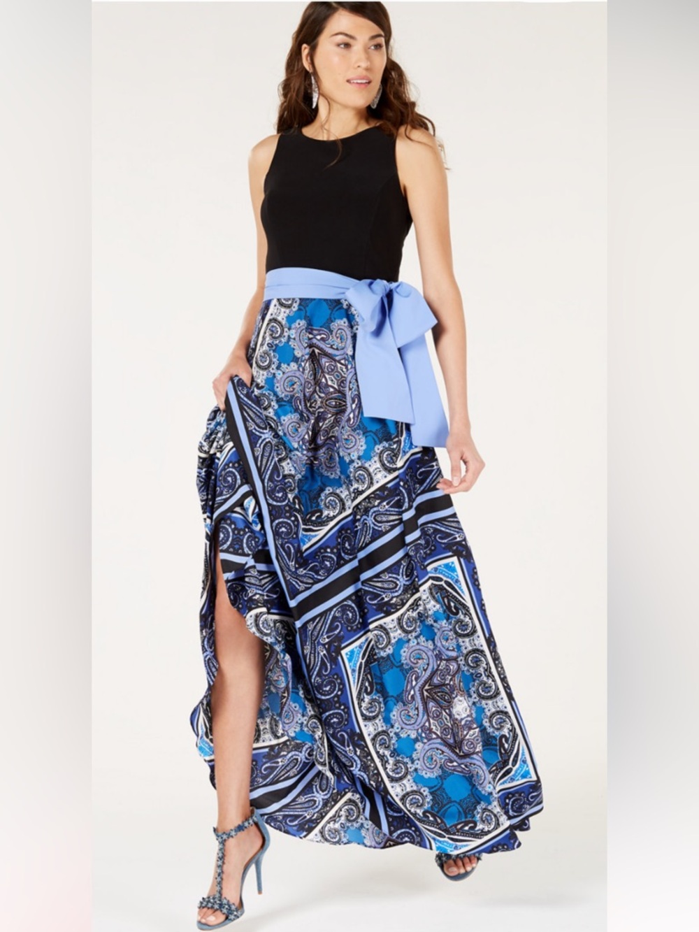 I.N.C. Printed Contrast Maxi Dress, Sz 10